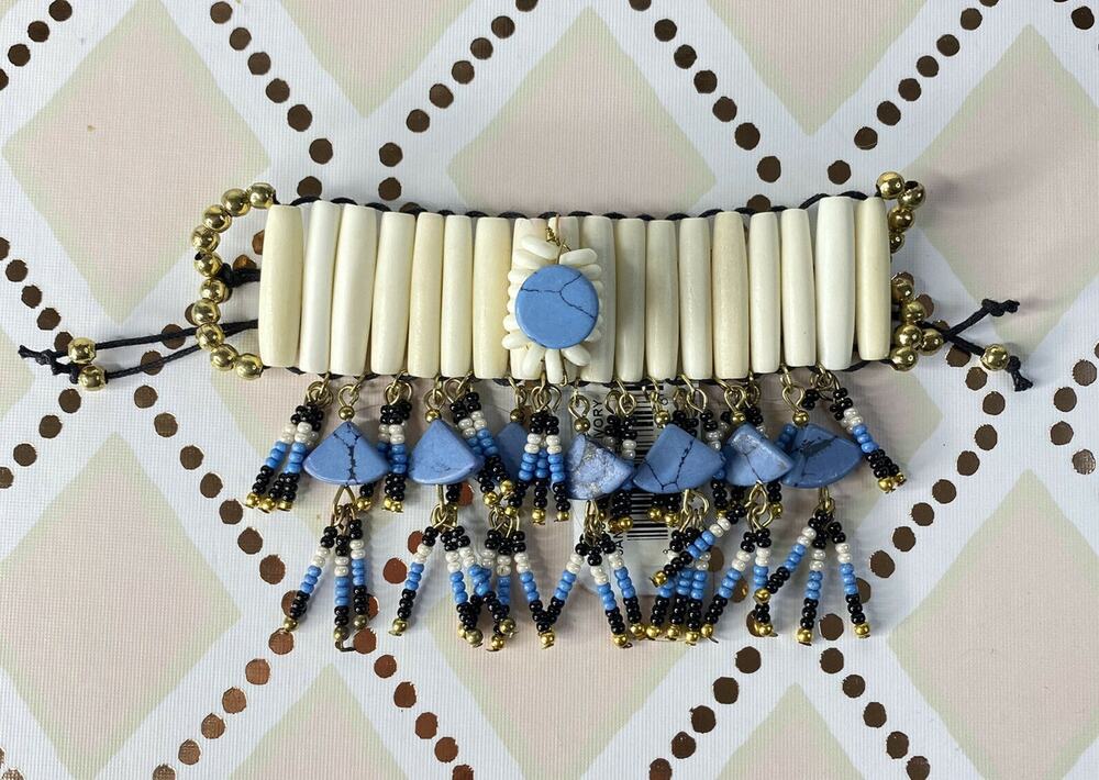 SHIRALEAH New Janelle Turquoise Ivory Beaded Bracelet NIP Anthropologie